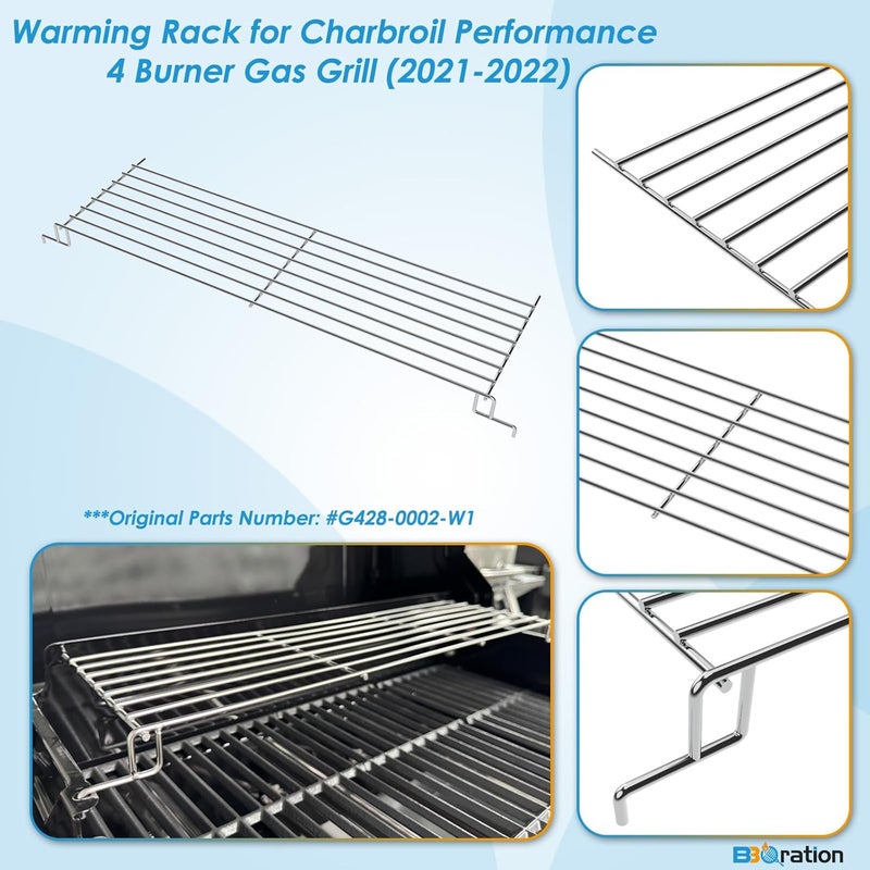 BBQration Warming Rack Grill Parts for Charbroil Performance 4 Burner 463352521 463354021 463365021 463365522, G428-0002-W1 Grill Swing Away Grid for Charbroil Grill Replacement Parts - Image 3